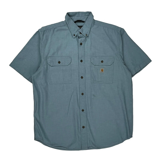 Carhartt Short Sleeve Shirt - Large Blue Cotton