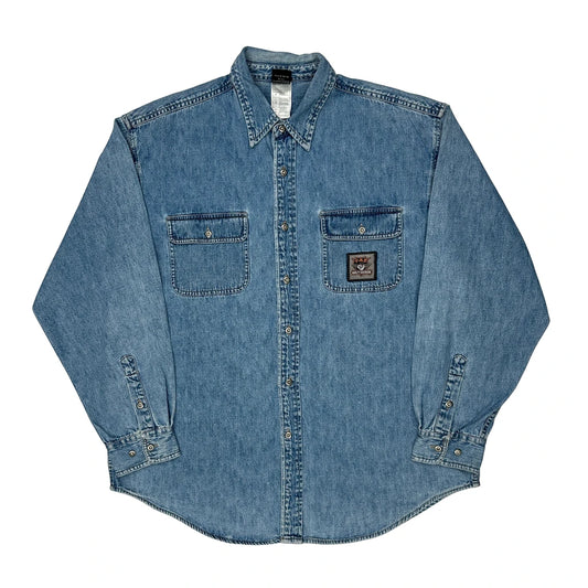 Looney Tunes Harley Davidson Graphic Denim Shirt - Large Light Wash Cotton