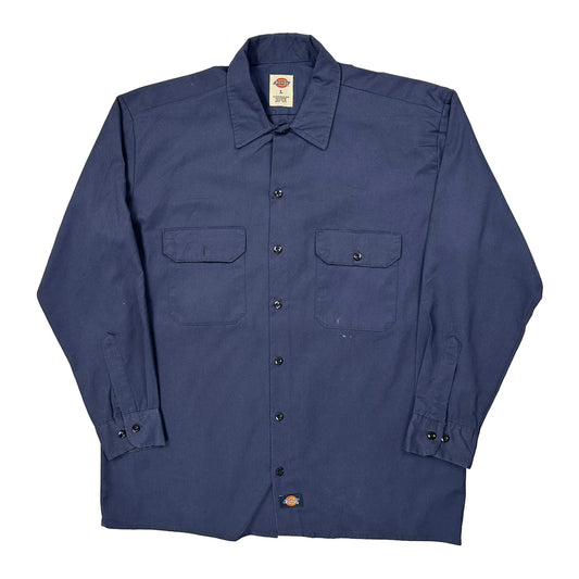Dickies Shirt - Large Blue Polyester Blend