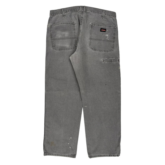 Dickies Double Knee Carpenter Trousers - 38W 30L Grey Cotton