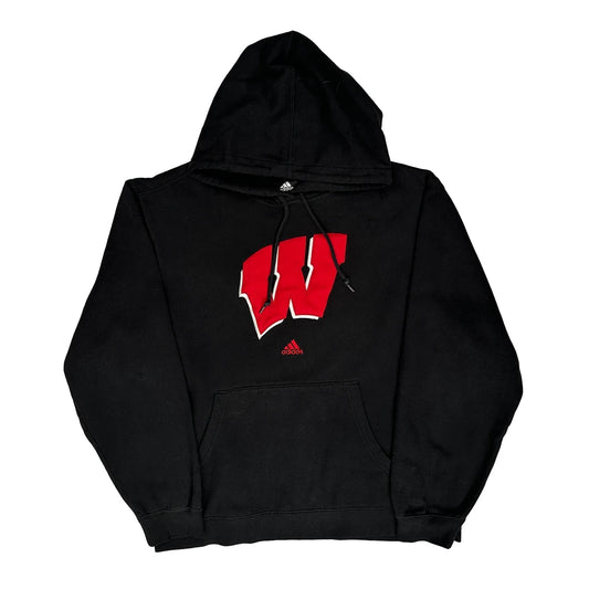 Wisconsin Adidas College Hoodie - Large Black Cotton Blend