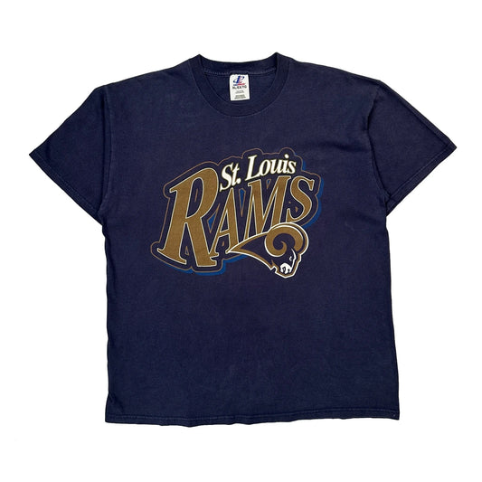 St. Louis Rams Logo Athletics Nfl T-Shirt - XL Navy Cotton