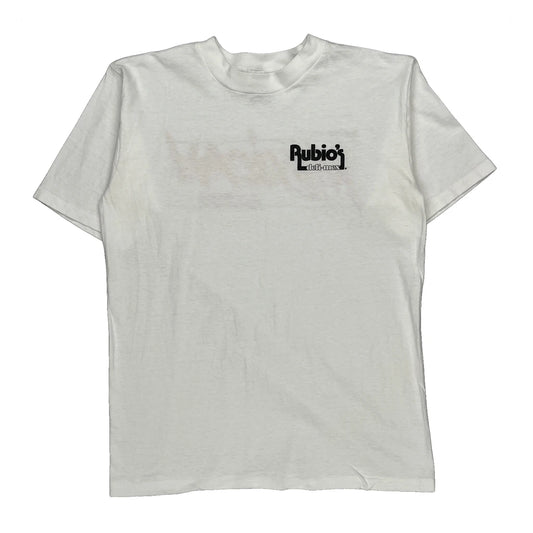 Mexican Fish Tacos Oneita Graphic T-Shirt - Large White Cotton