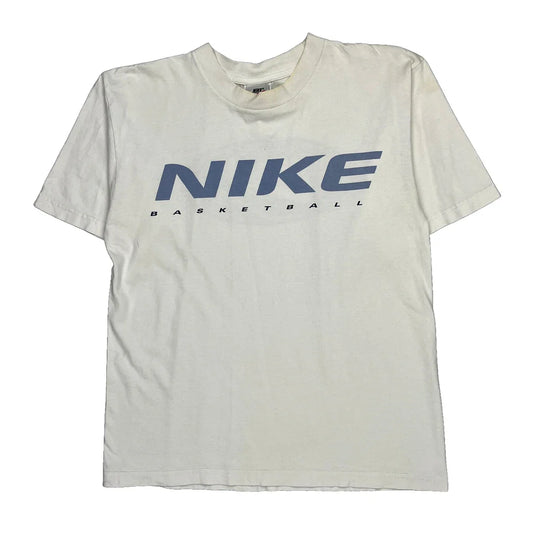 Vintage Basketball Nike Graphic T-Shirt - Small White Cotton
