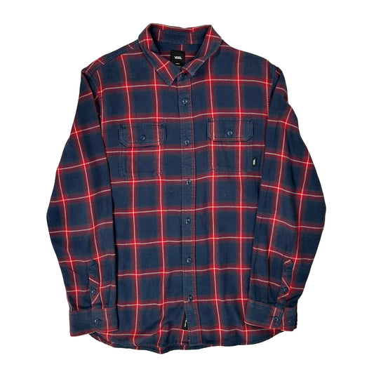 Off The Wall Vans Checked Flannel Shirt - Large Blue Cotton
