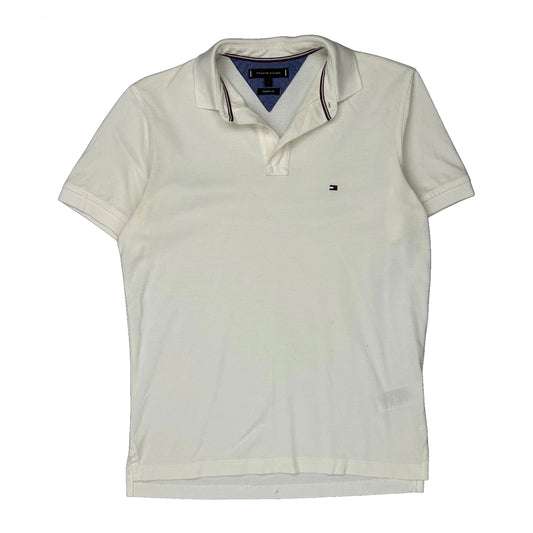 Tommy Hilfiger Polo Shirt - Small White Cotton