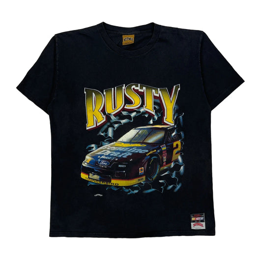 Rusty Wallace Nutmeg Nascar T-Shirt - Large Black Cotton