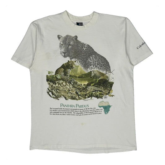 Vintage Leopard Earth Tones Graphic T-Shirt - XL White Cotton