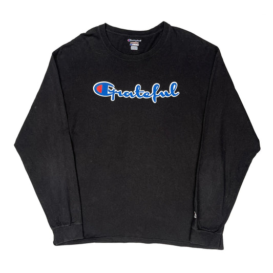 Champion Graphic Long Sleeve T-Shirt - XL Black Cotton