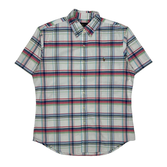 Ralph Lauren Slim Fit Short Sleeve Shirt - Large Multicoloured Cotton