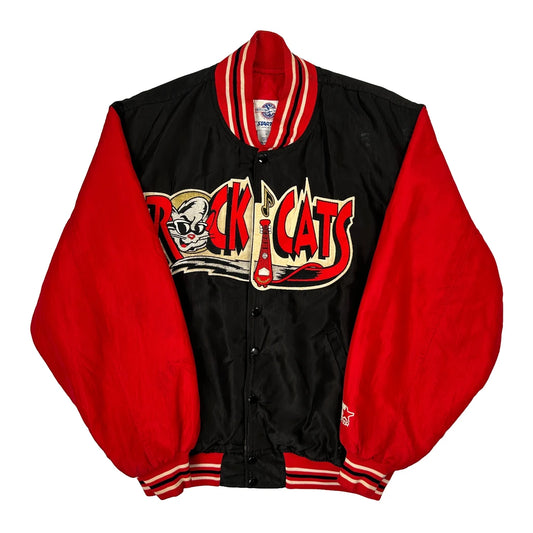 Vintage Made In USA Rock Cats Starter Graphic Varsity Jacket - Large Black Nylon