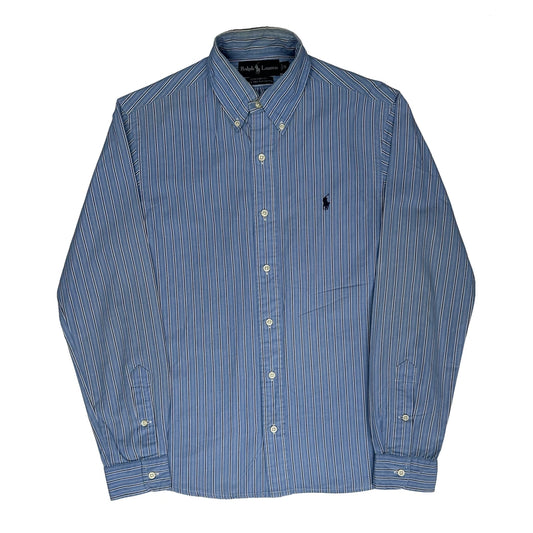 Custom Fit Ralph Lauren Striped Shirt - Small Blue Cotton