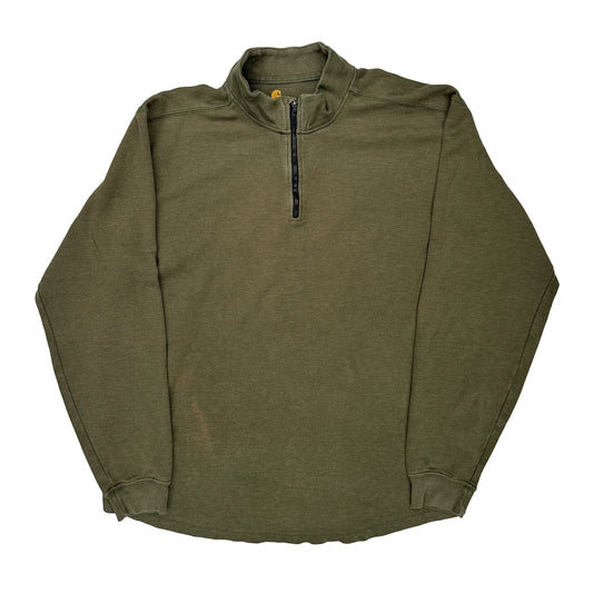 Carhartt 1/4 Zip - 2XL Green Cotton