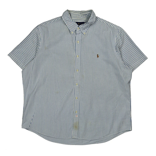Ralph Lauren Striped Short Sleeve Shirt - 2XL Blue Cotton