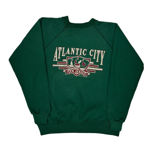 Made In USA Hanes Atlantic City Sweatshirt - Medium Green Cotton Blend