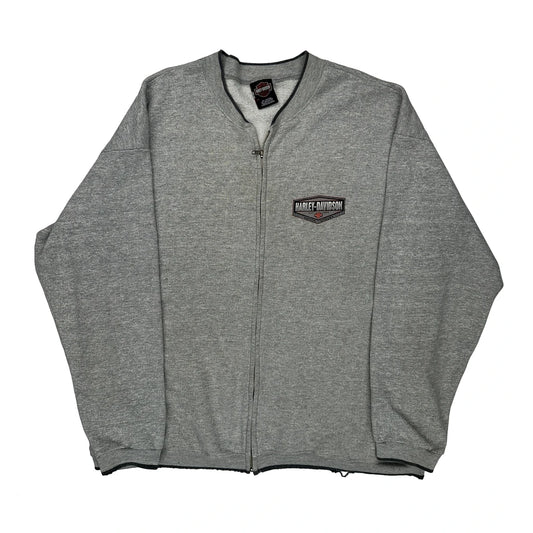 Green Bay, Wi Harley Davidson Graphic Zip Up - 2XL Grey Cotton
