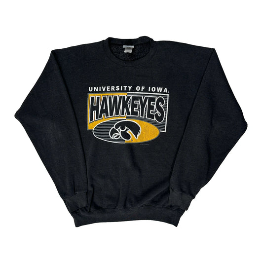 Iowa Hawkeyes Santee College Sweatshirt - Large Black Cotton Blend