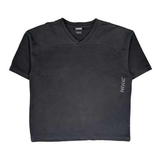 Vintage Nike V-Neck T-Shirt - 2XL Grey Cotton