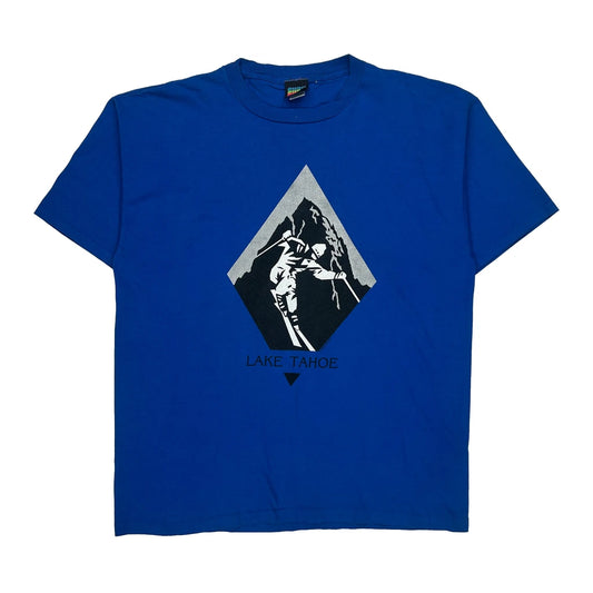Lake Tahoe Unbranded Single Stitch T-Shirt - Large Blue Cotton