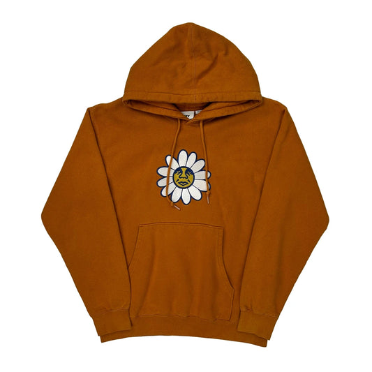 Daisy Face Graphic Obey Graphic Hoodie - Medium Orange Cotton