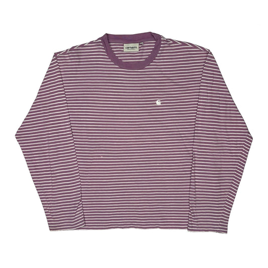 Carhartt Long Sleeve T-Shirt - Large Purple Cotton