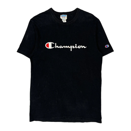 Champion Spellout T-Shirt - Medium Black Cotton