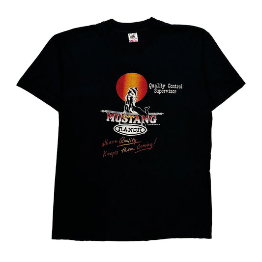 Vintage Quality Control Supervisor Fruit Of The Loom Single Stitch T-Shirt - Large Black Cotton