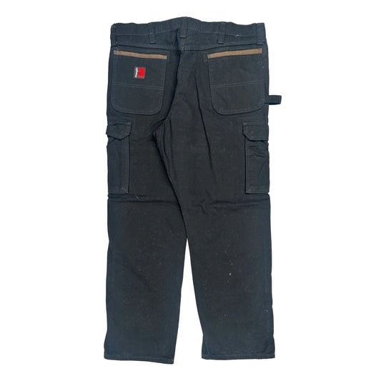 Wrangler Cargo Trousers - 39W 32L Black Cotton