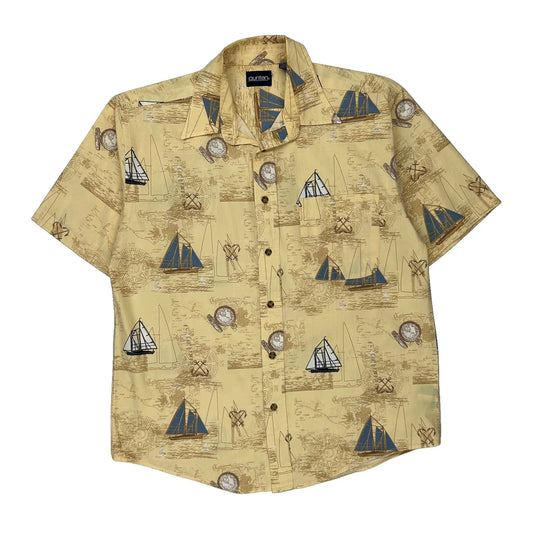 Puritan Graphic Hawaiian Shirt - Large Beige Cotton