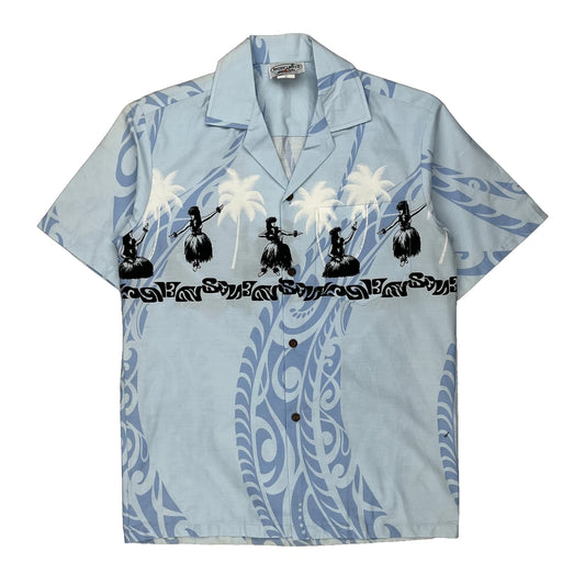 Pacific Legend Apparel Graphic Hawaiian Shirt - Small Blue Cotton
