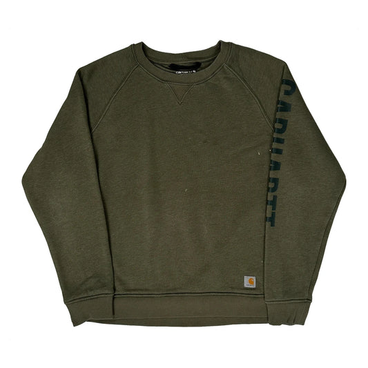 Age 16-18 Carhartt Spellout Sweatshirt - XL Green Cotton Blend