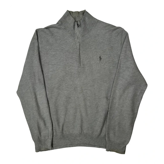 Vintage Polo By Ralph Lauren 1/4 Zip - Large Grey Cotton