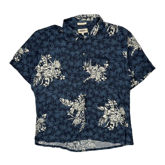 Campia Floral Hawaiian Shirt - XL Blue Viscose