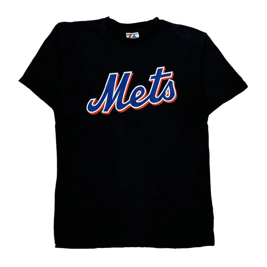 Mets Majestic Mlb T-Shirt - Large Black Cotton