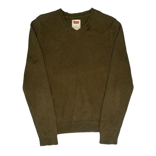 Levis V-Neck Jumper - Medium Khaki Knitted
