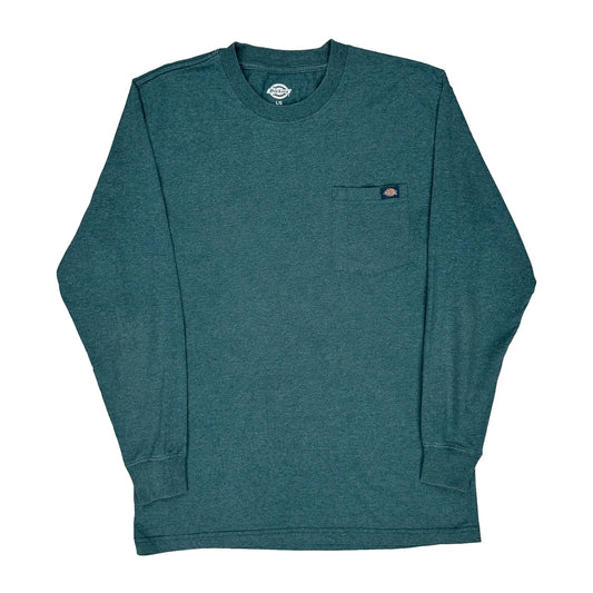 Vintage Dickies Long Sleeve T-Shirt - Large Green Cotton Blend