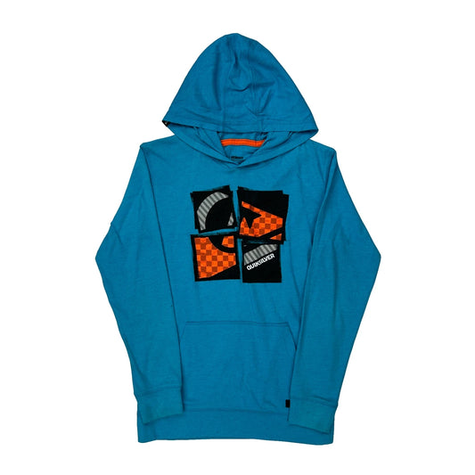 Age 10-12 Quiksilver Graphic Hoodie - Medium Blue Cotton Blend