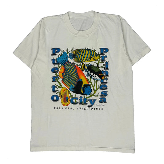 Vintage Puerto Princesa Unbranded Graphic T-Shirt - Medium White Cotton