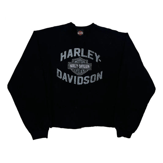 Harley Davidson Cropped Sweatshirt - 2XL Black Cotton