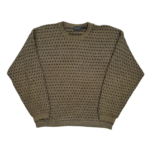 Van Heusen Checked Jumper - Large Brown Cotton Blend