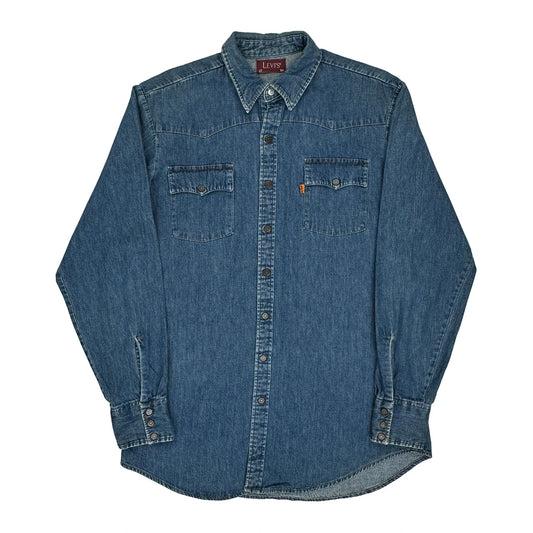 Vintage Levis Tall Denim Shirt - Large Blue Denim