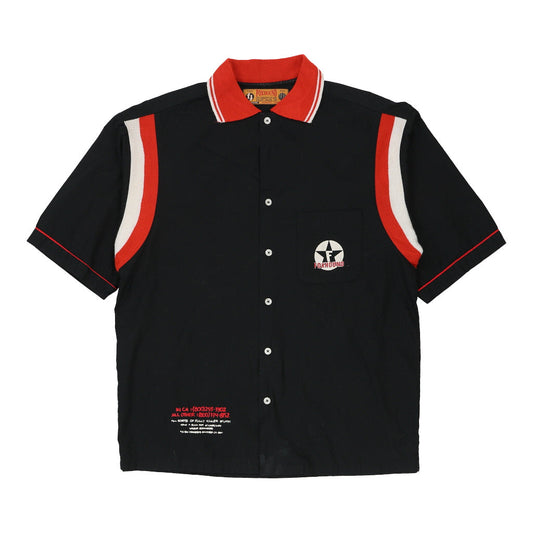 Vintage Fox Hound Short Sleeve Shirt - Medium Black Cotton