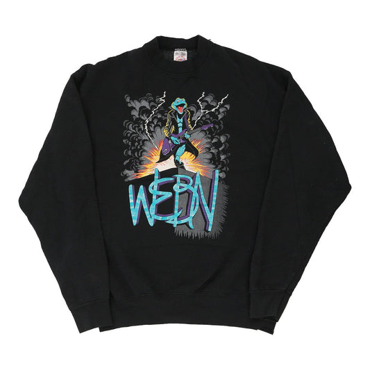 Vintage Made in USA Webn Fruit Of The Loom Graphic Sweatshirt - XL Black Cotton Blend