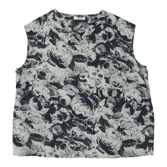 Per Te By Krizia Floral Top - XL Green Silk