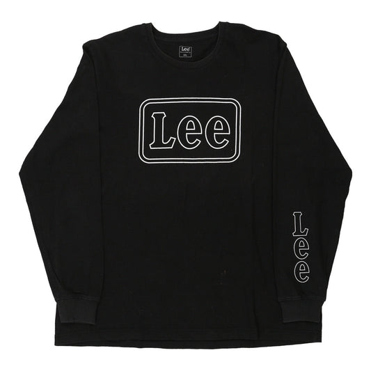 Vintage Lee Spellout Long Sleeve T-Shirt - 2XL Black Cotton