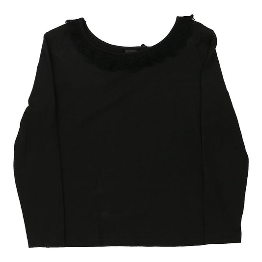 Vintage Benetton Long Sleeve Top - Medium Black Cotton