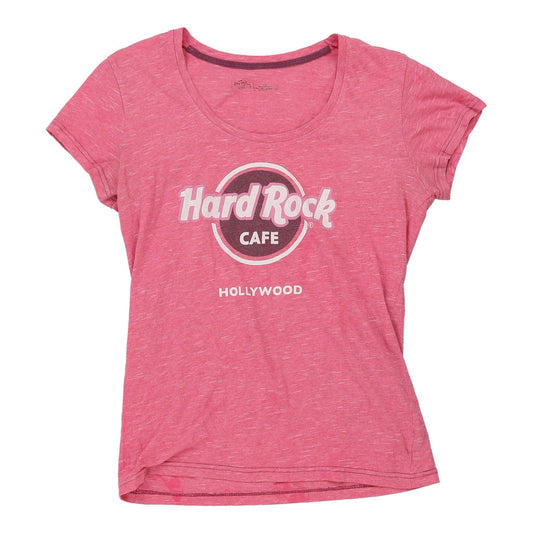 Vintage Hollywood Hard Rock Cafe Graphic T-Shirt - Large Pink Cotton Blend