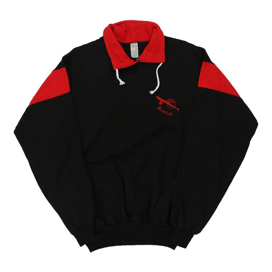 Vintage Miky Sport Collared Sweatshirt - XL Black Cotton Blend