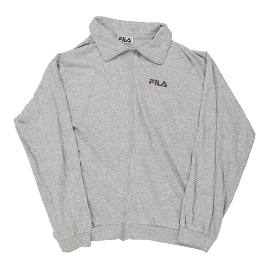 Vintage 80s Fila Zip Up - XL Grey Cotton Blend