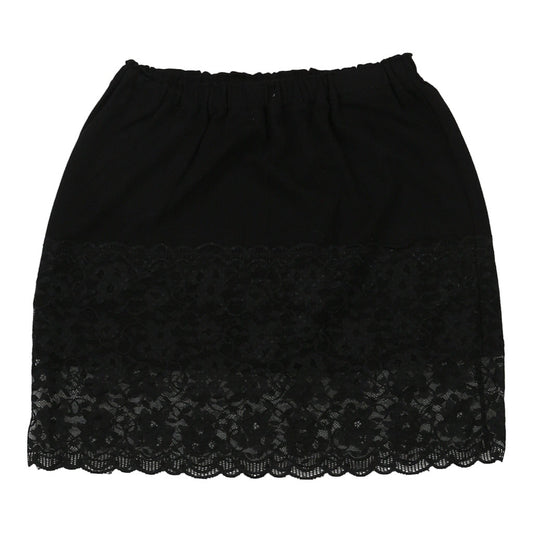 Vintage Unbranded Lace Mini Skirt - 26W UK 6 Black Cotton